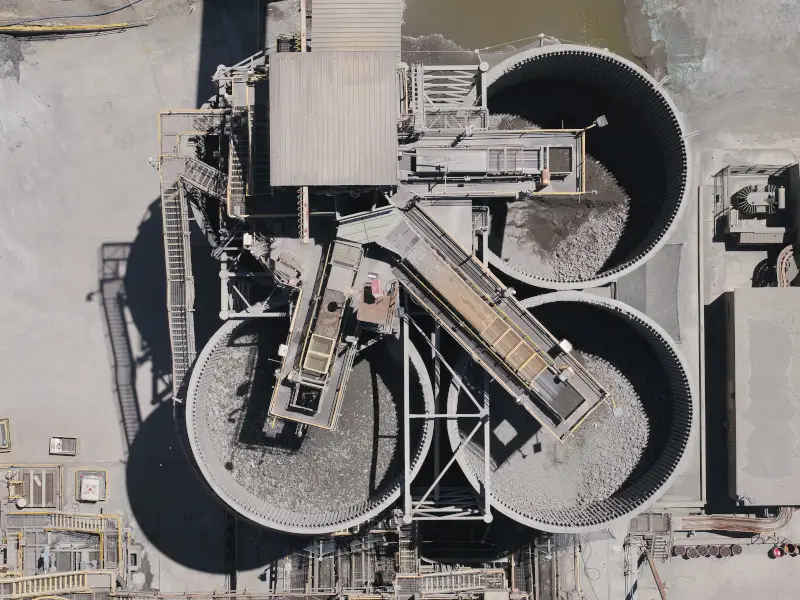 Drone photo of mine process plant in Australia.